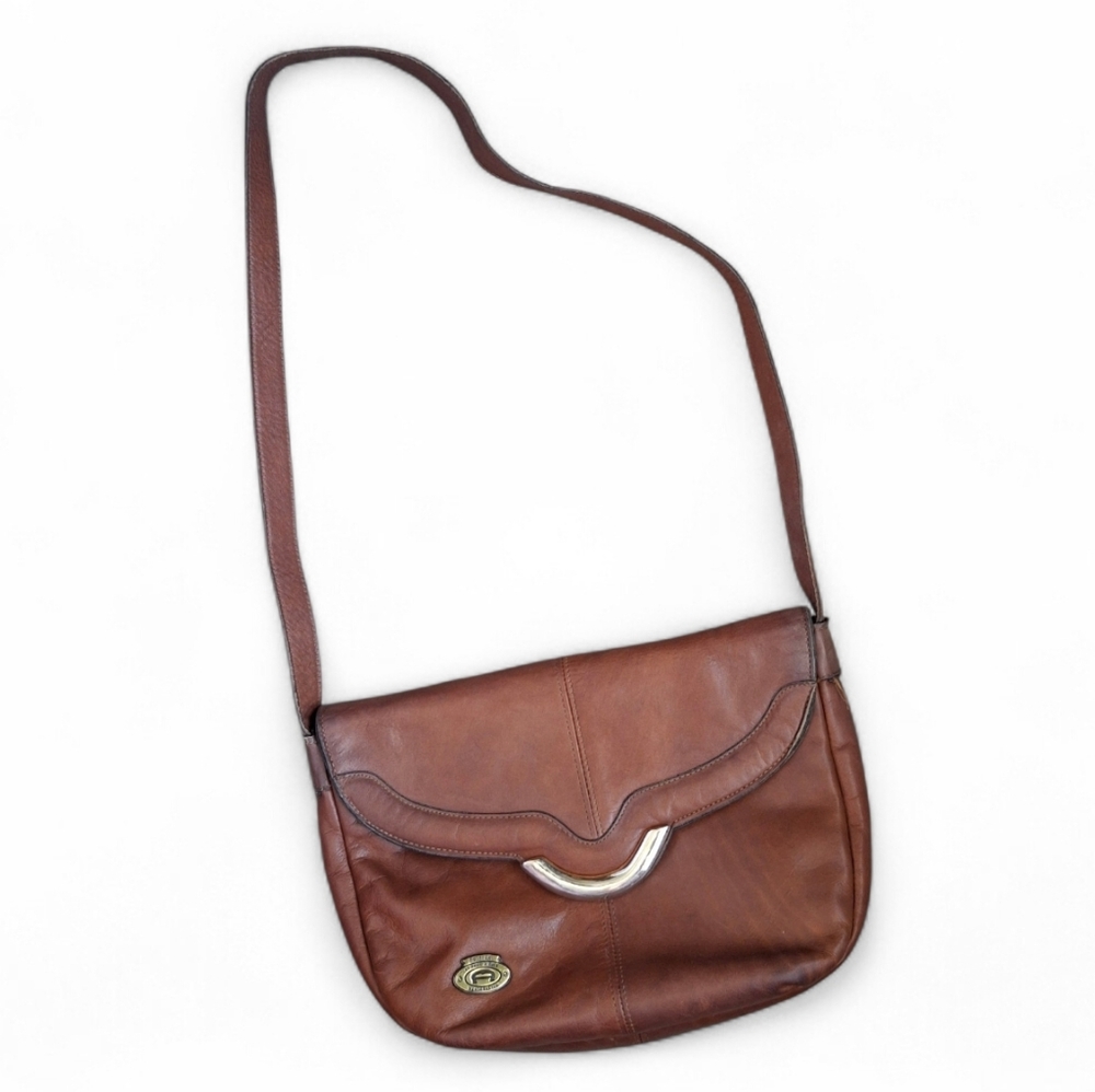 VTG Etienne Aigner Brown Leather Shoulder/Crossbody Bag with Gold Accent